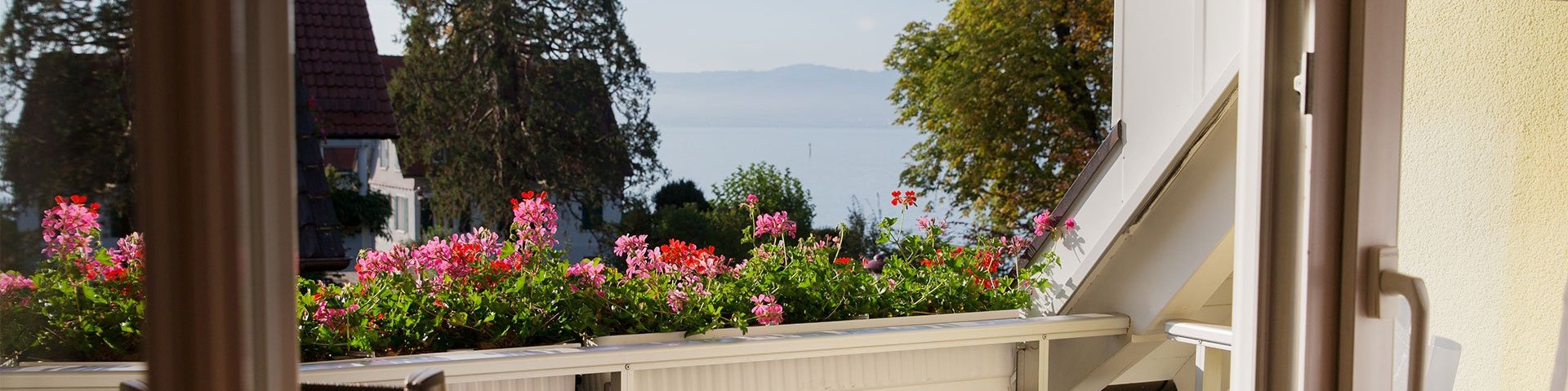 Blick auf den Bodensee vom Balkon des Hotels Seeperle aus.